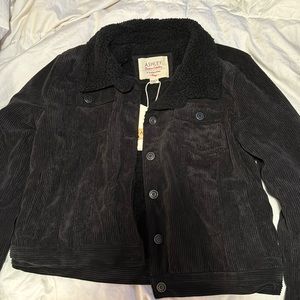 black corduroy fur lined jacket brand new never worn